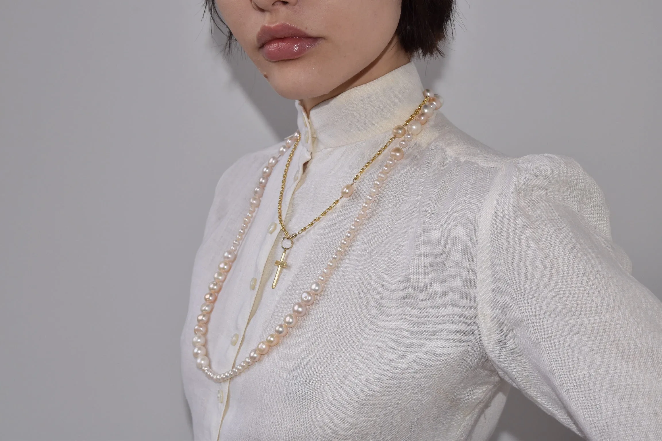 Vintage White Linen Ralph Lauren Victorian Blouse