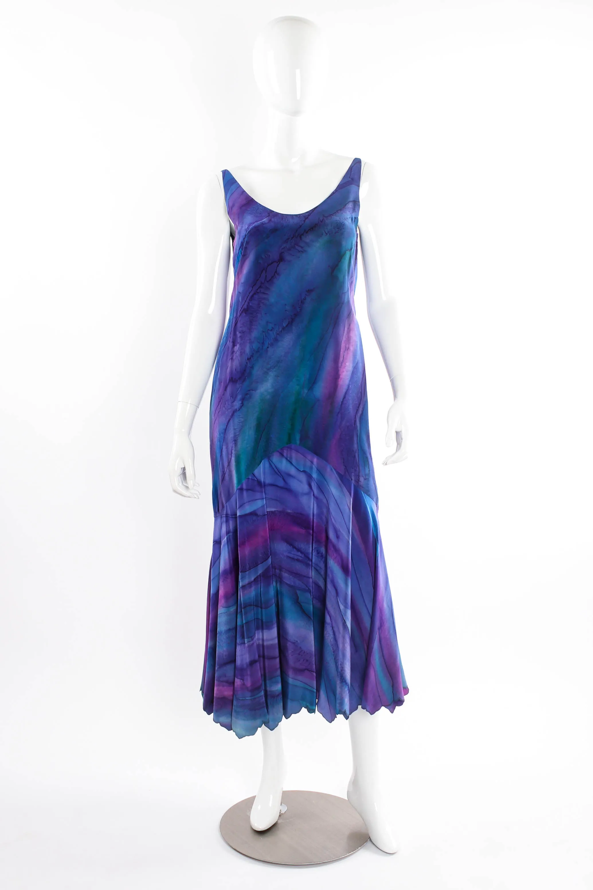 Watercolor Tie Dye Dress & Shawl Set