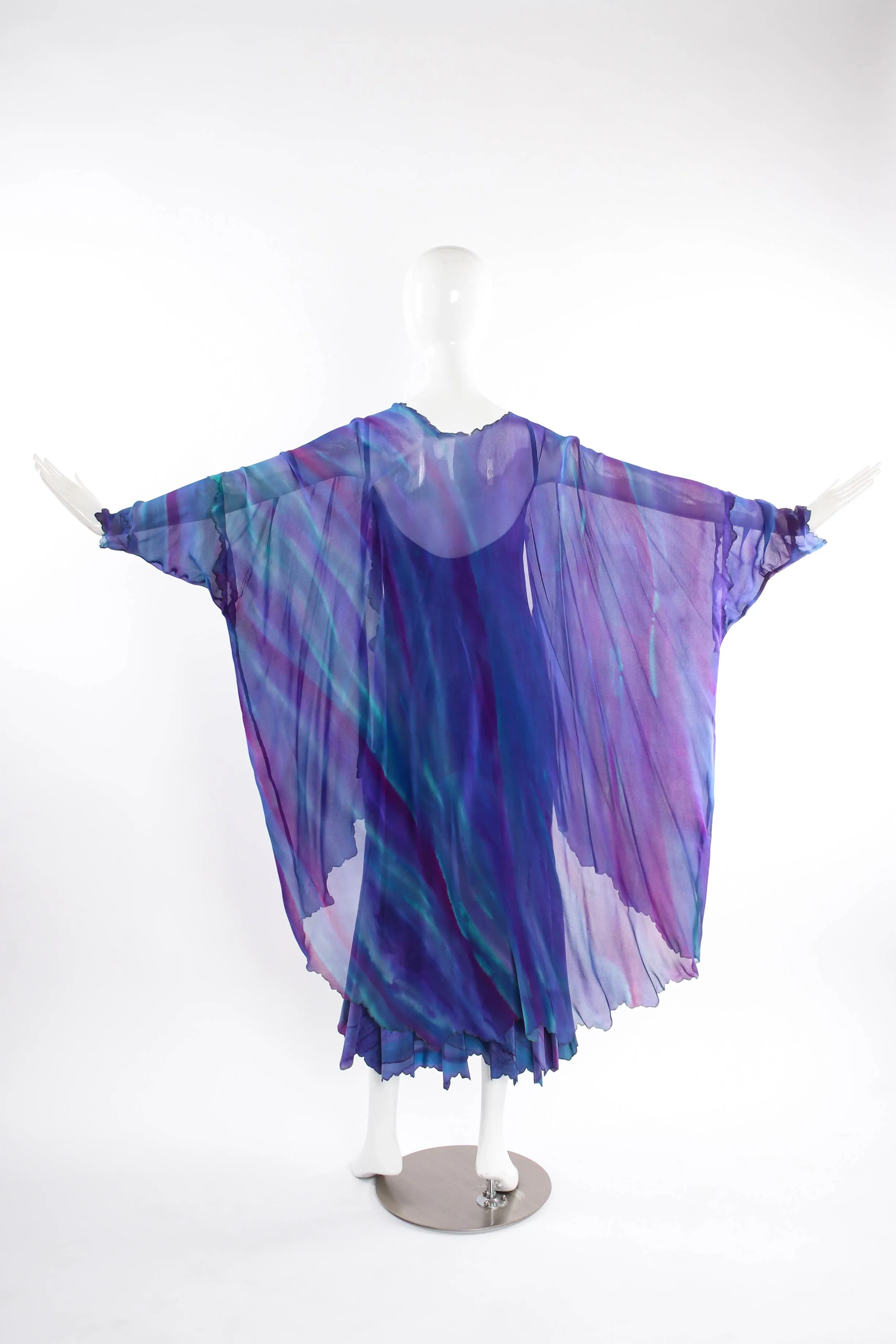 Watercolor Tie Dye Dress & Shawl Set