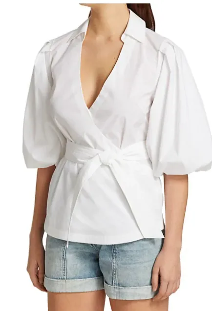 Waverly Core Pleated Poplin Wrap Top