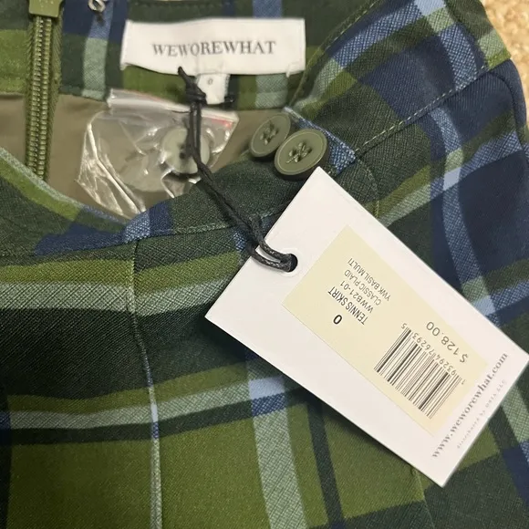 WeWoreWhat NWT Revolve Tennis Skirt Classic Plaid Basil Multi