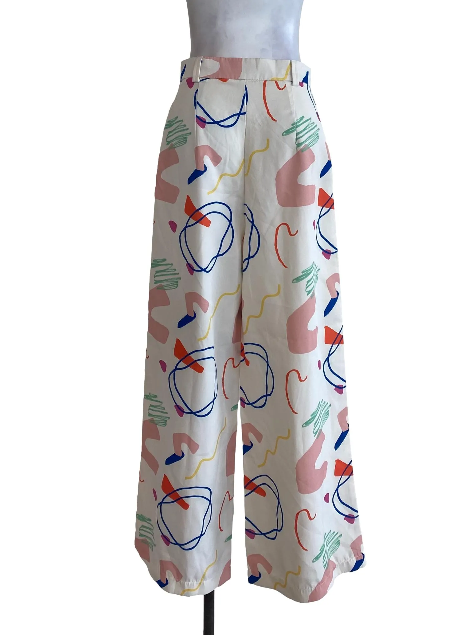 White Abstract Pants