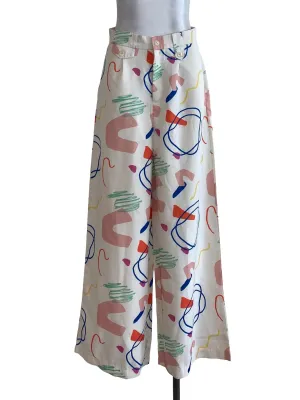 White Abstract Pants