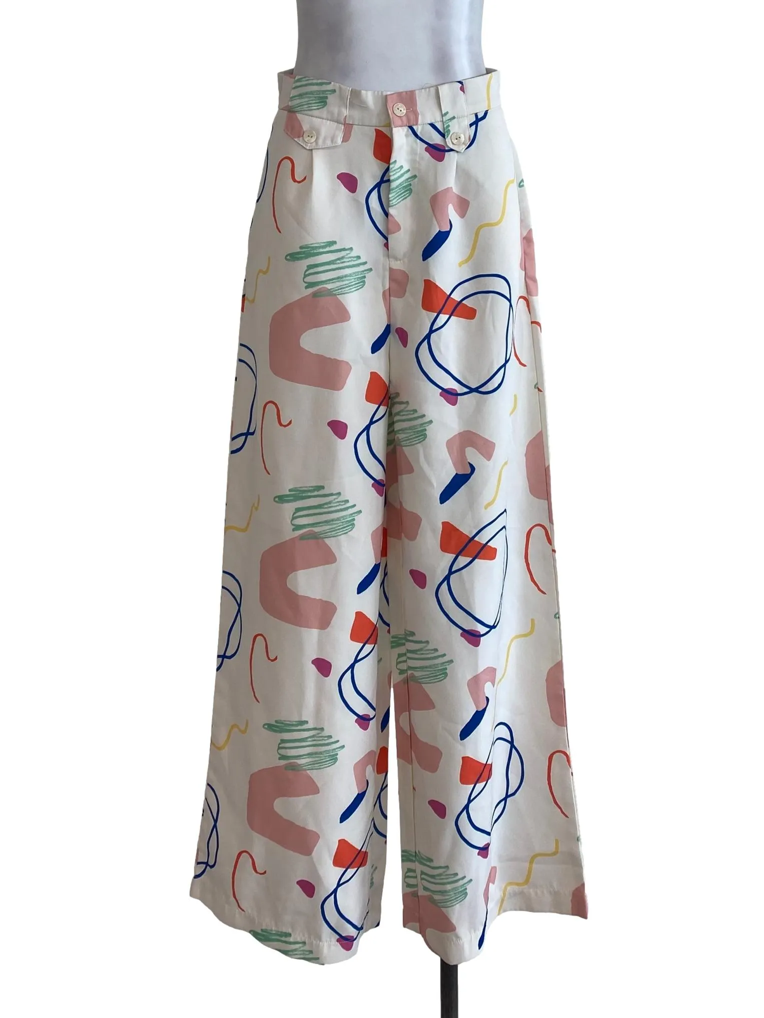 White Abstract Pants