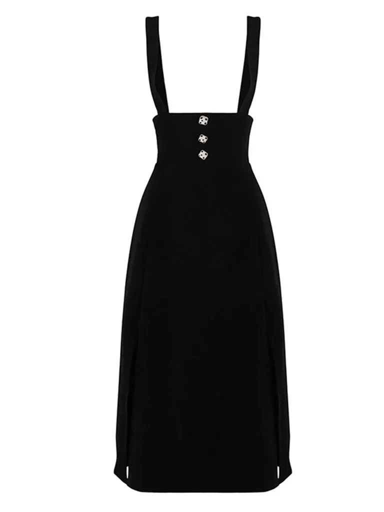 White Big Bowknot Flower Flocking Top With Black Strap Dress Set