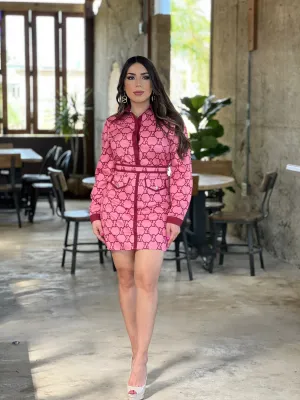 Wine & Pink Skirt Set