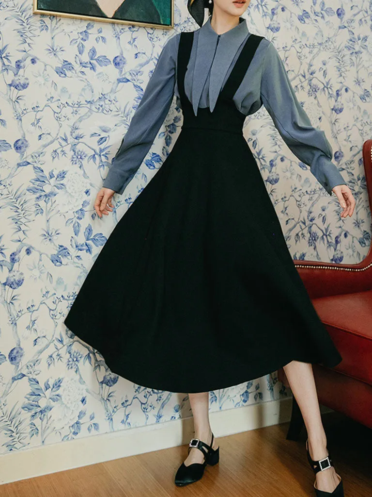 With Bow Collar Beauxbatons Same Style Vintage Fall Shirt Set Dress