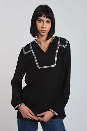Women Blouse Viscose  Long Sleeve V-Neck