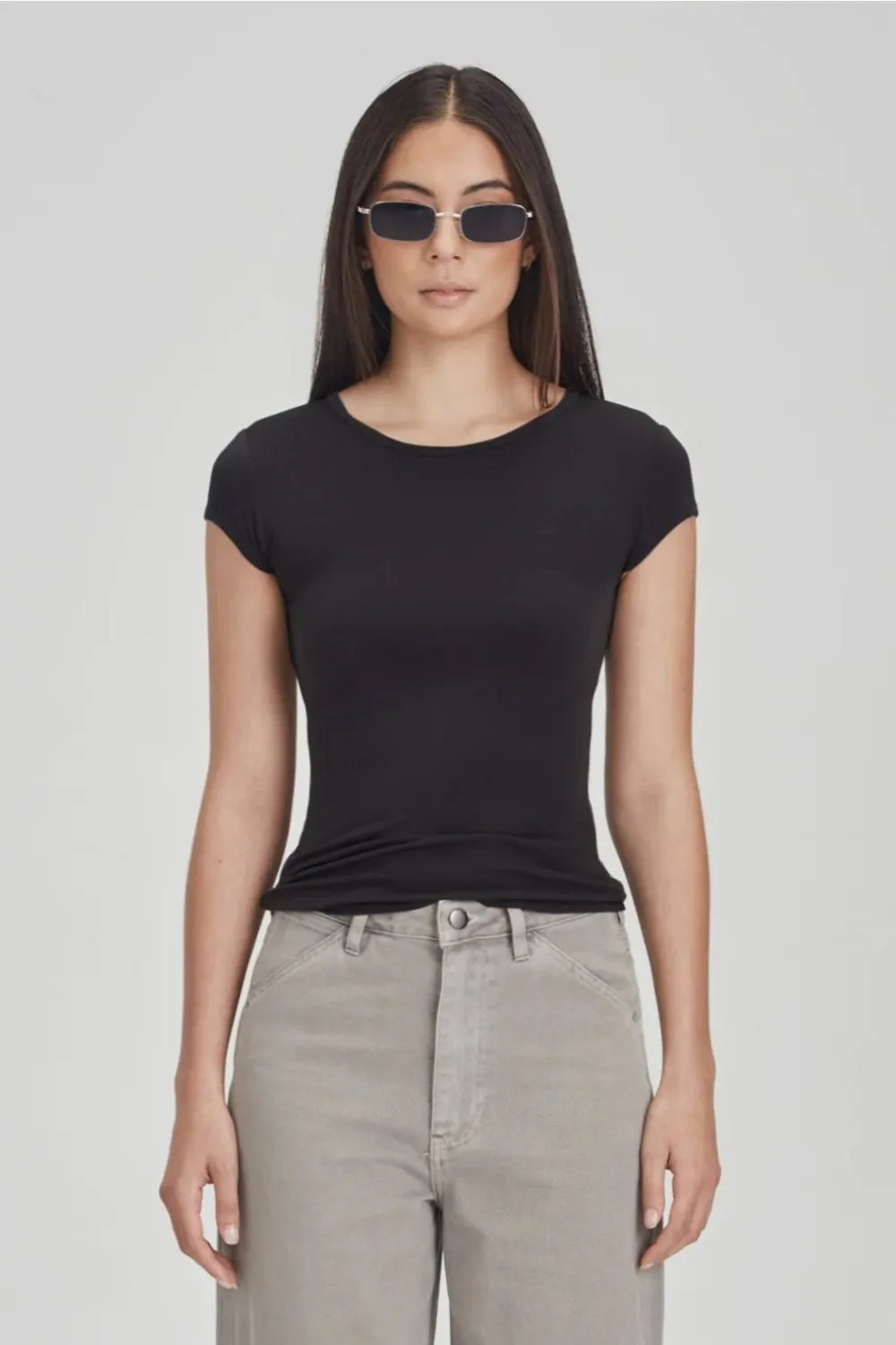 Womens Cap Sleeve Tee Black
