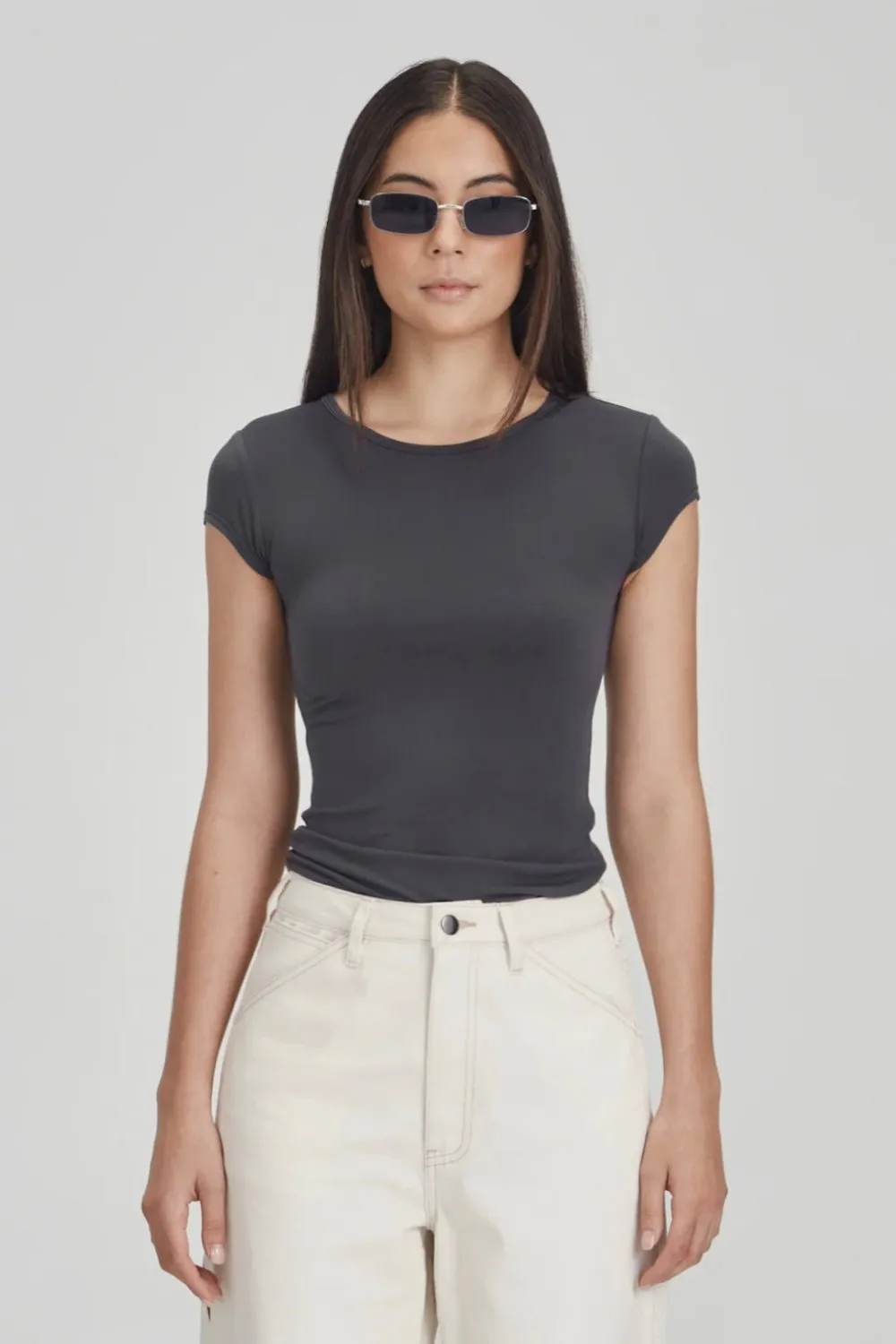 Womens Cap Sleeve Tee Graphite