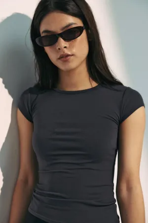 Womens Cap Sleeve Tee Graphite