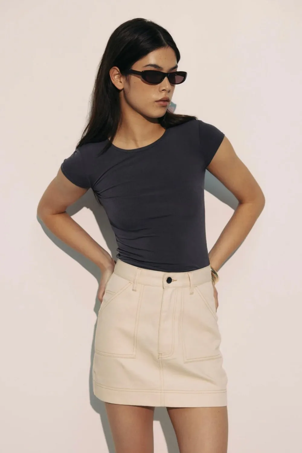 Womens Cap Sleeve Tee Graphite