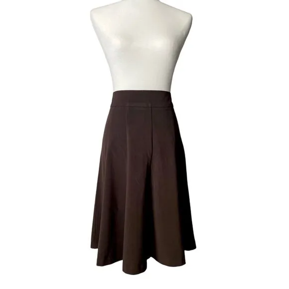 Womens Dressbarn Brown Flare Skirt Chevron Sleeveless Dress Knee Length Size 12