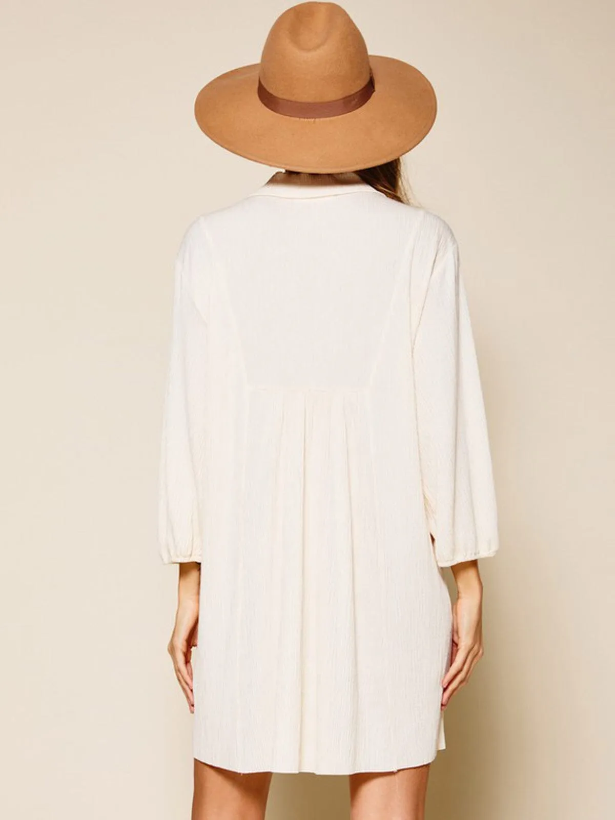 WOMEN'S LONG SLEEVE V-NECK TUNIC MINI DRESS