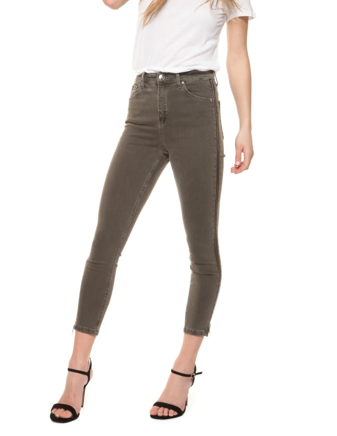 WOMENS SIZE 26 - DEX, High Rise Skinny Crop, Dusty Khaki Summer Jeans NWT B27