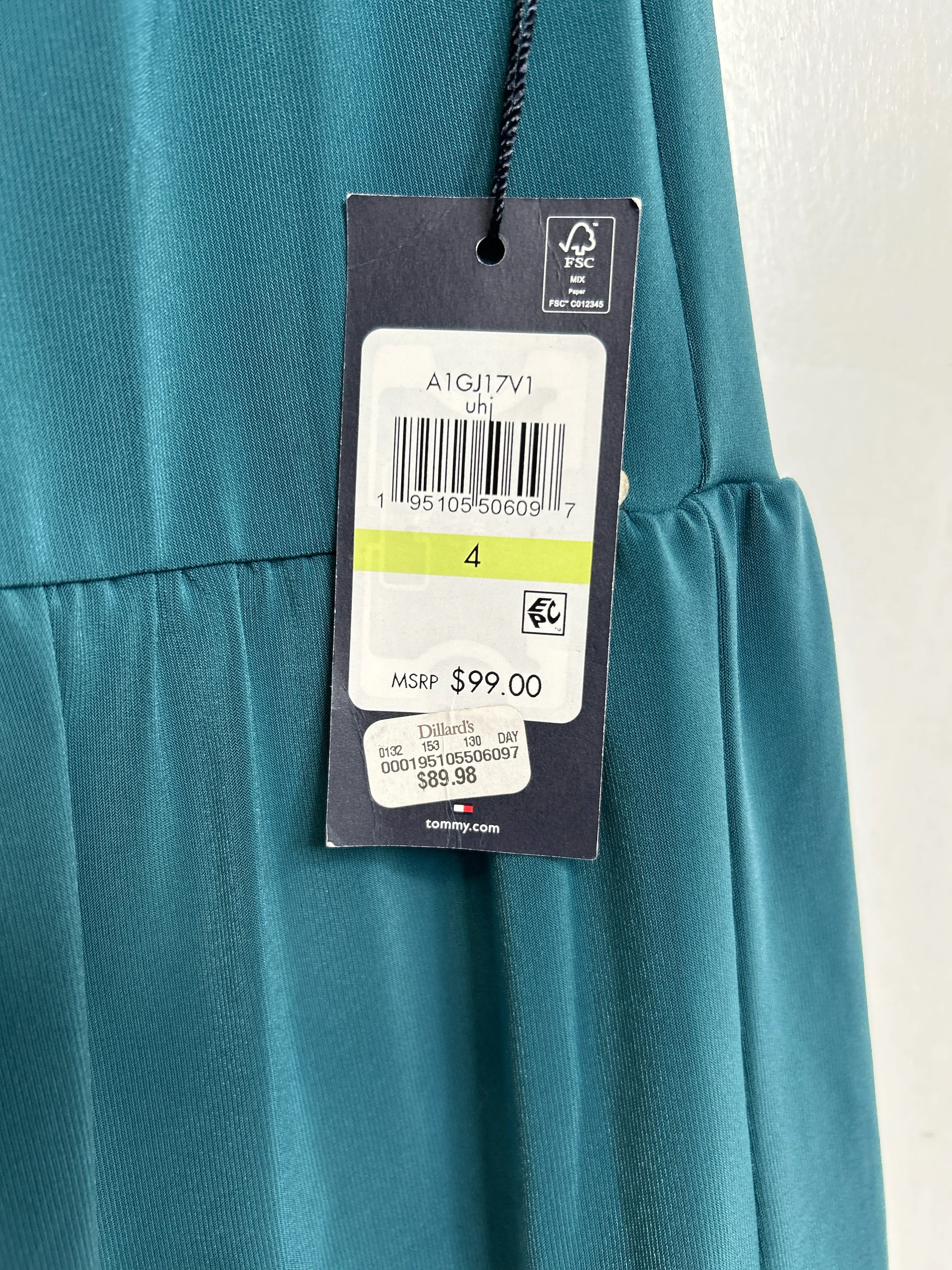 Womens Size 4 Misses Green Tommy Hilfiger NWT Dress