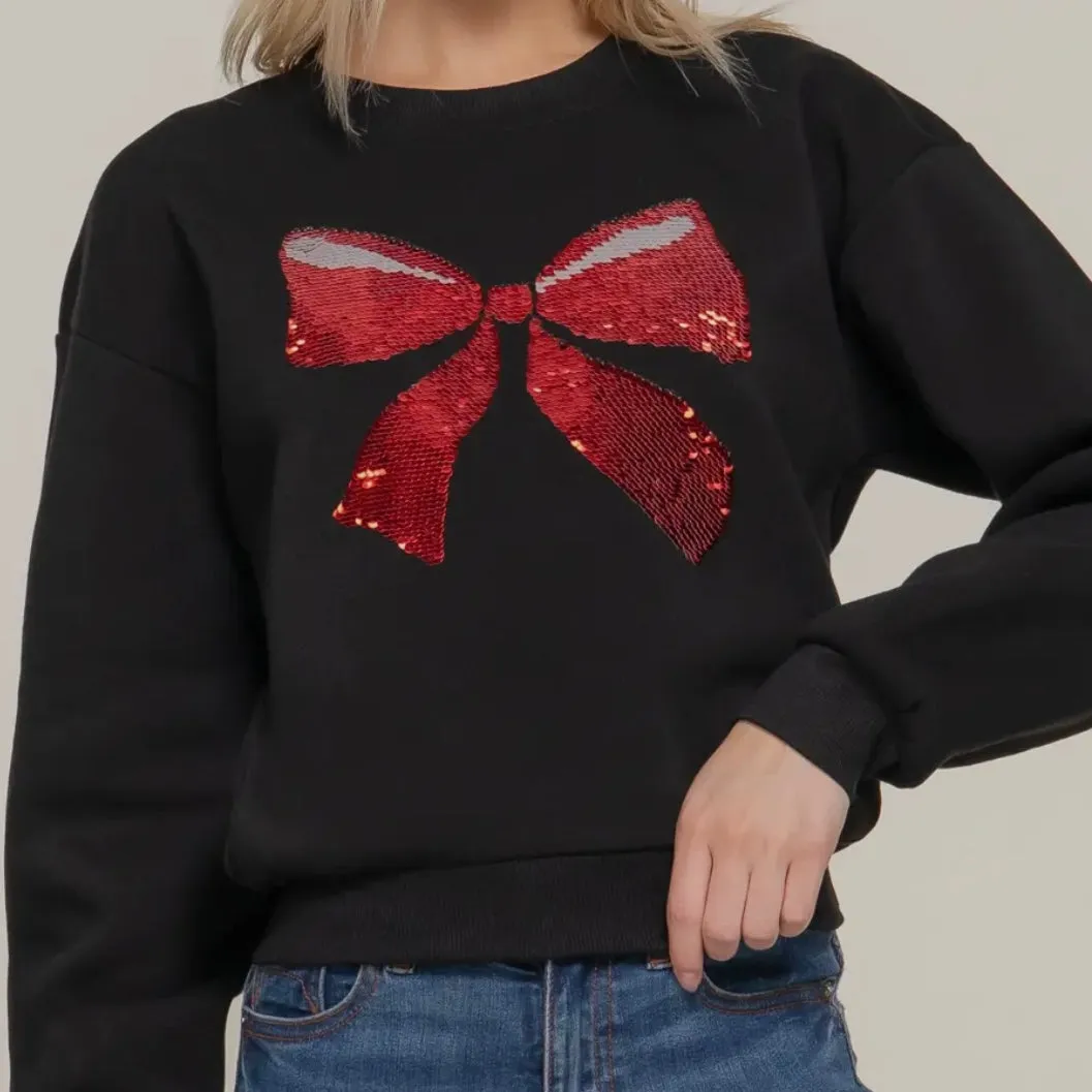Wrap Me Up Bow Sweater - Black