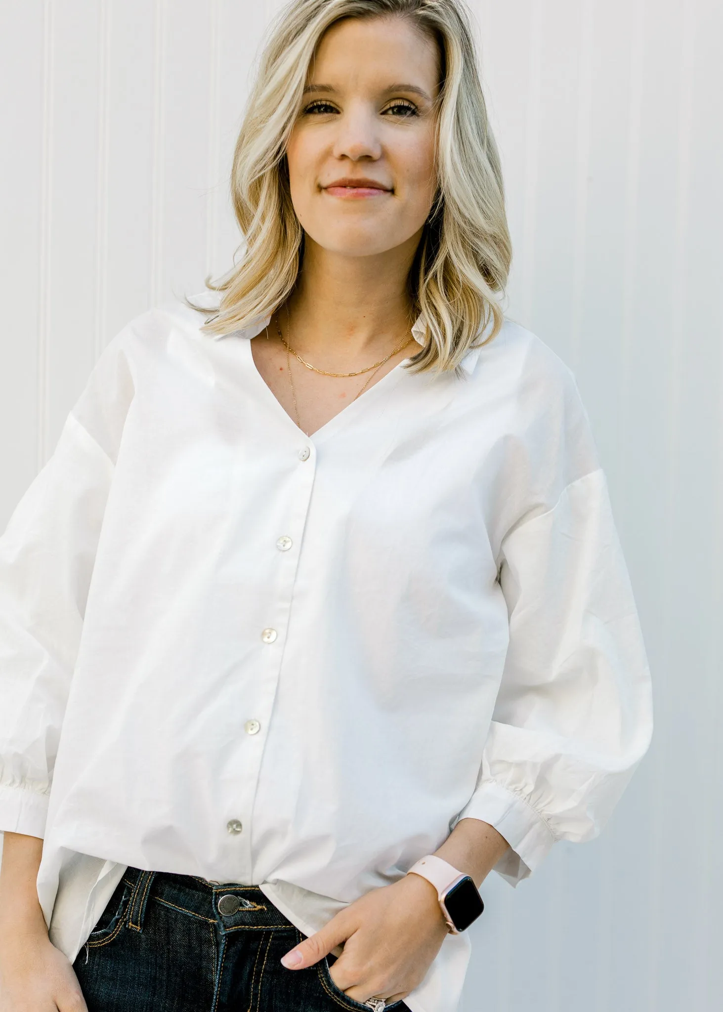 X Off White 3/4 Sleeve Blouse