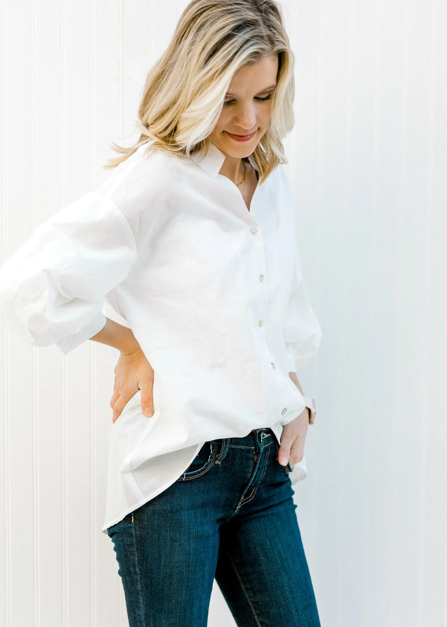 X Off White 3/4 Sleeve Blouse