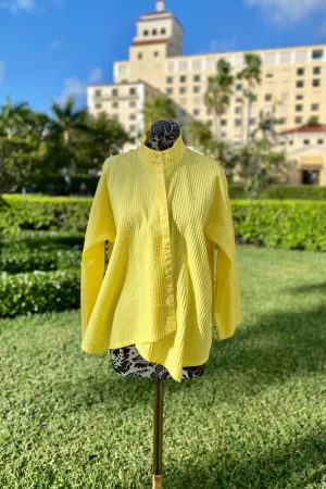 Yacco Maricard Asymmetrical Cotton Blouse in Lemon Curd