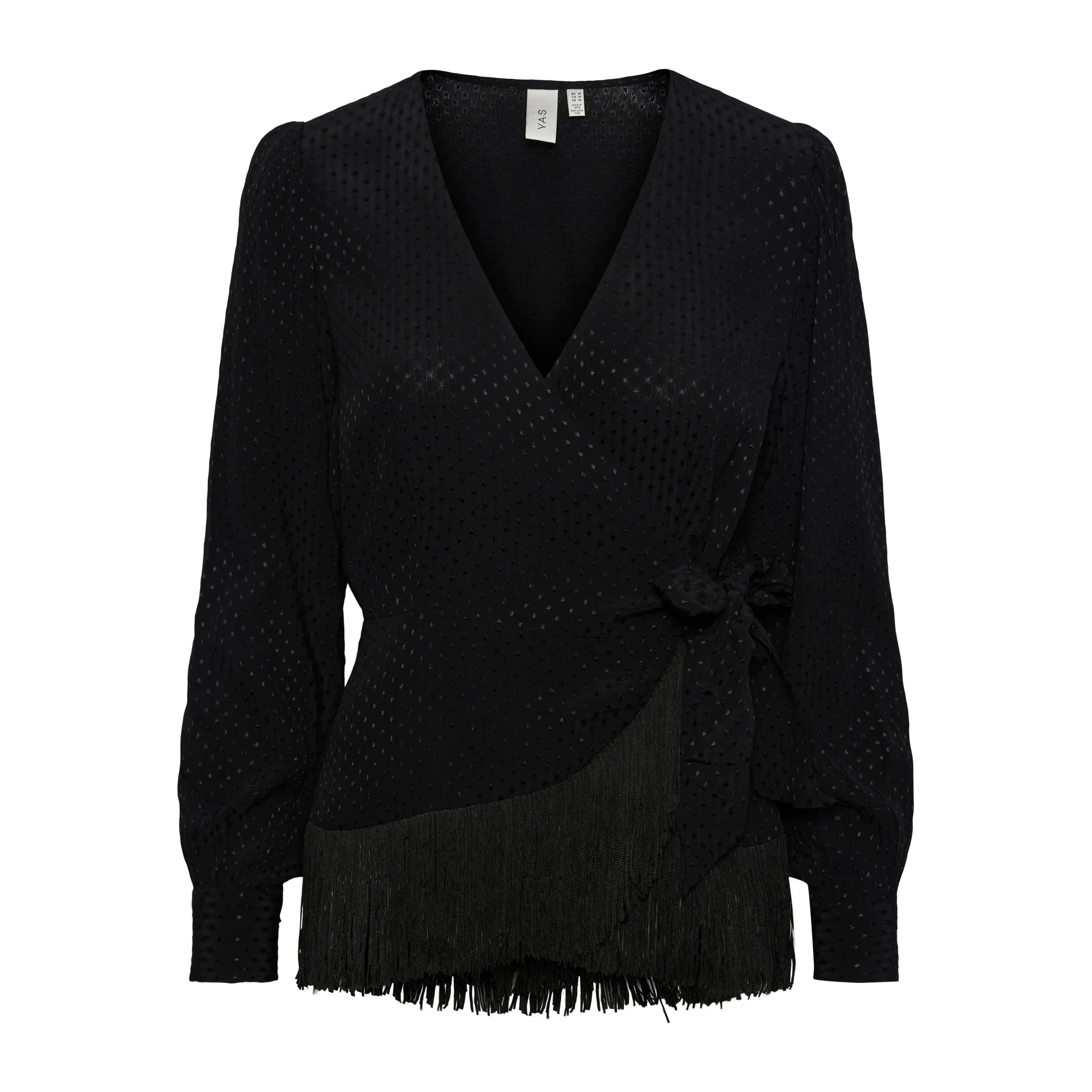 YAS Frilla wrap top zwart