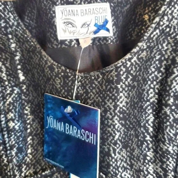 Yoana Baraschi Blue, Black and Silver Fit and Flare Party Dress