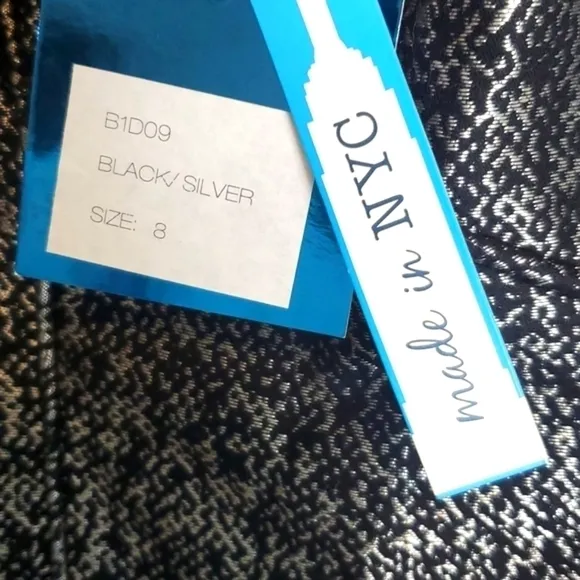 Yoana Baraschi Blue, Black and Silver Fit and Flare Party Dress