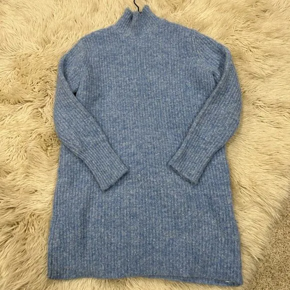 Zara Blue knit mock neck Sweater dress Oversized Fit Size Small