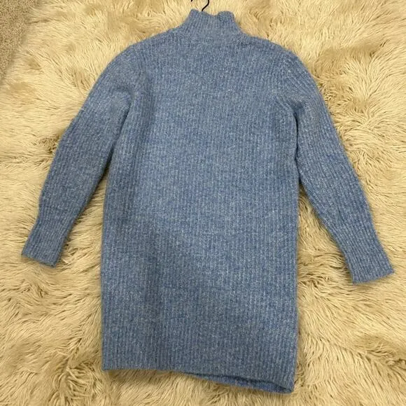 Zara Blue knit mock neck Sweater dress Oversized Fit Size Small