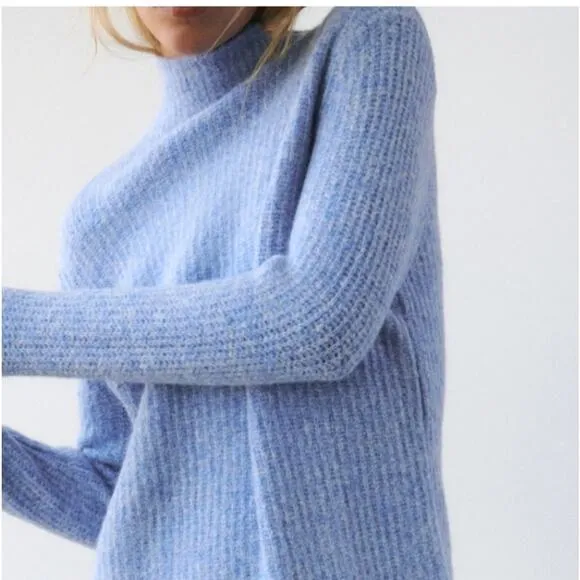 Zara Blue knit mock neck Sweater dress Oversized Fit Size Small