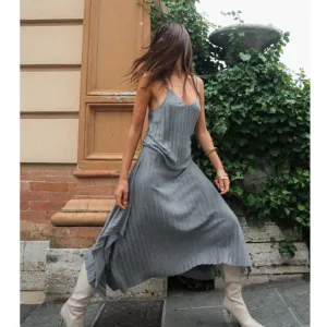 Zara Women’s 2 Piece Tank Top &amp; Soft Pleated Handkerchief Skirt Set Size S Gray