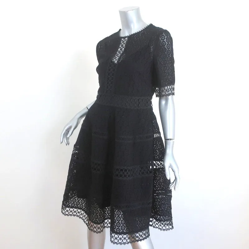 Zimmermann Dress Black Crochet Lace Size 2 Short Sleeve Fit & Flare