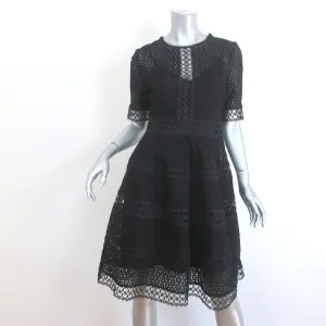 Zimmermann Dress Black Crochet Lace Size 2 Short Sleeve Fit & Flare