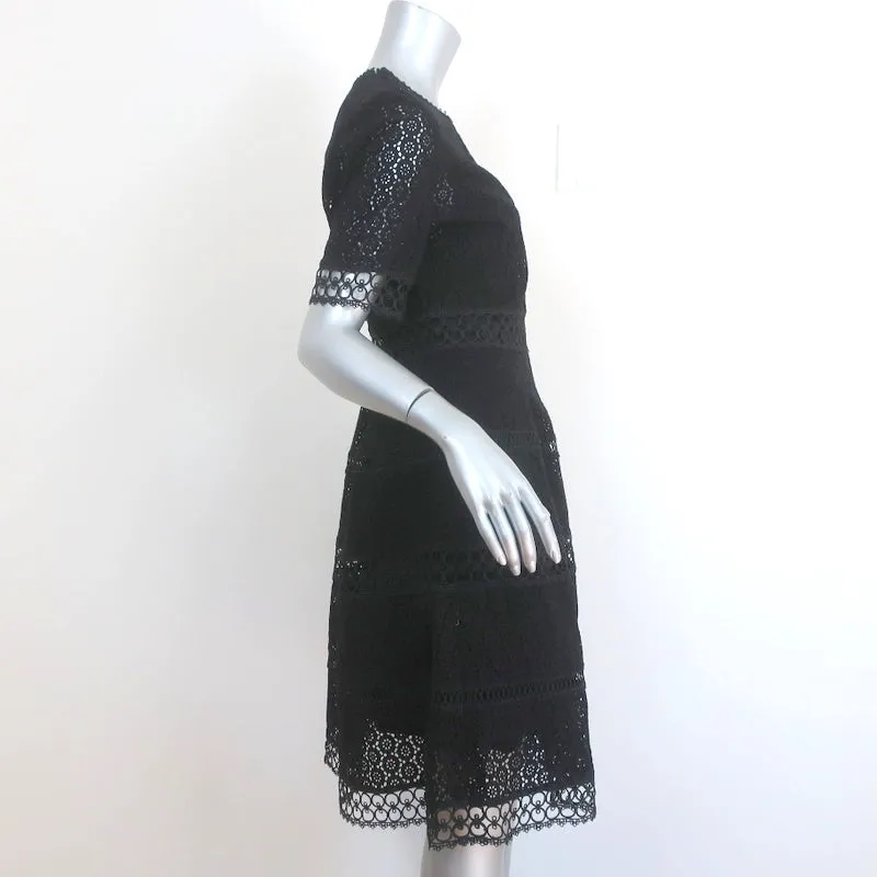 Zimmermann Dress Black Crochet Lace Size 2 Short Sleeve Fit & Flare